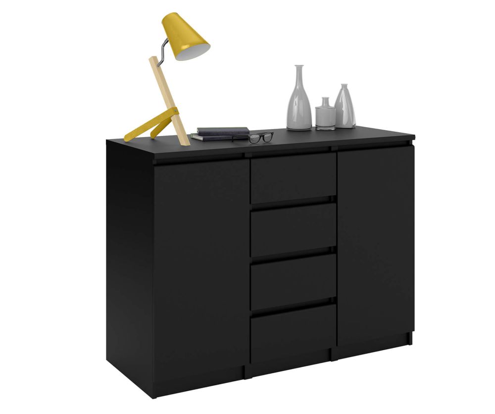FTG Naia Black Matt 4 Drawer 2 Door Sideboard