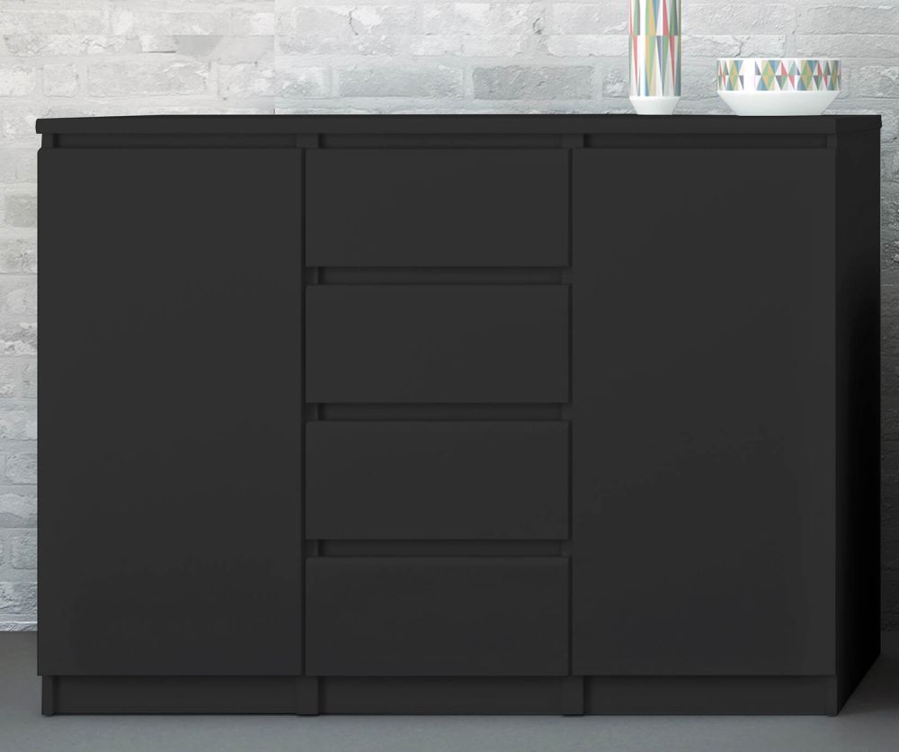 FTG Naia Black Matt 4 Drawer 2 Door Sideboard