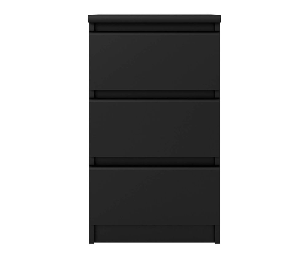 FTG Naia Black Matt 3 Drawer Bedside Cabinet