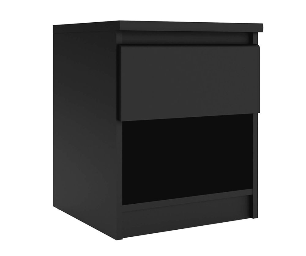 FTG Naia Black Matt 1 Drawer Bedside with 1 Shelf