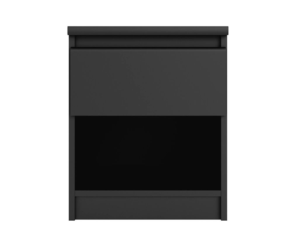 FTG Naia Black Matt 1 Drawer Bedside with 1 Shelf