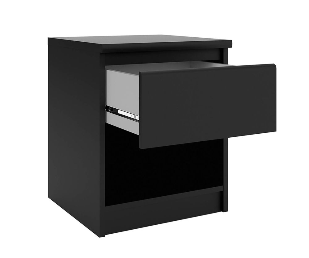 FTG Naia Black Matt 1 Drawer Bedside with 1 Shelf