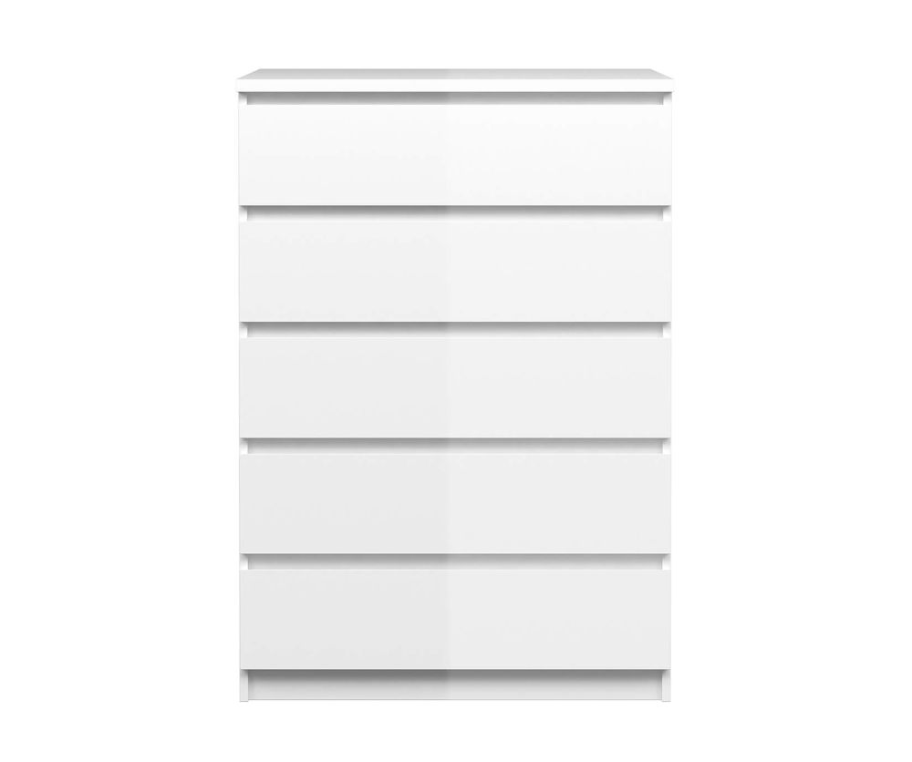 FTG Naia White High Gloss 5 Drawer Chest