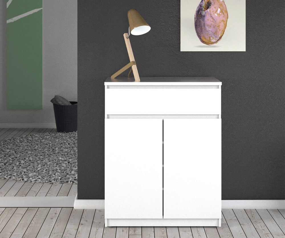 FTG Naia White High Gloss 1 Drawer 2 Doors Sideboard
