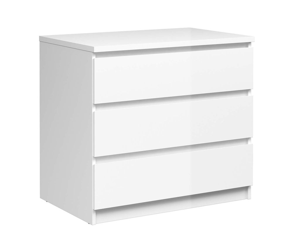 FTG Naia White High Gloss 3 Drawer Chest
