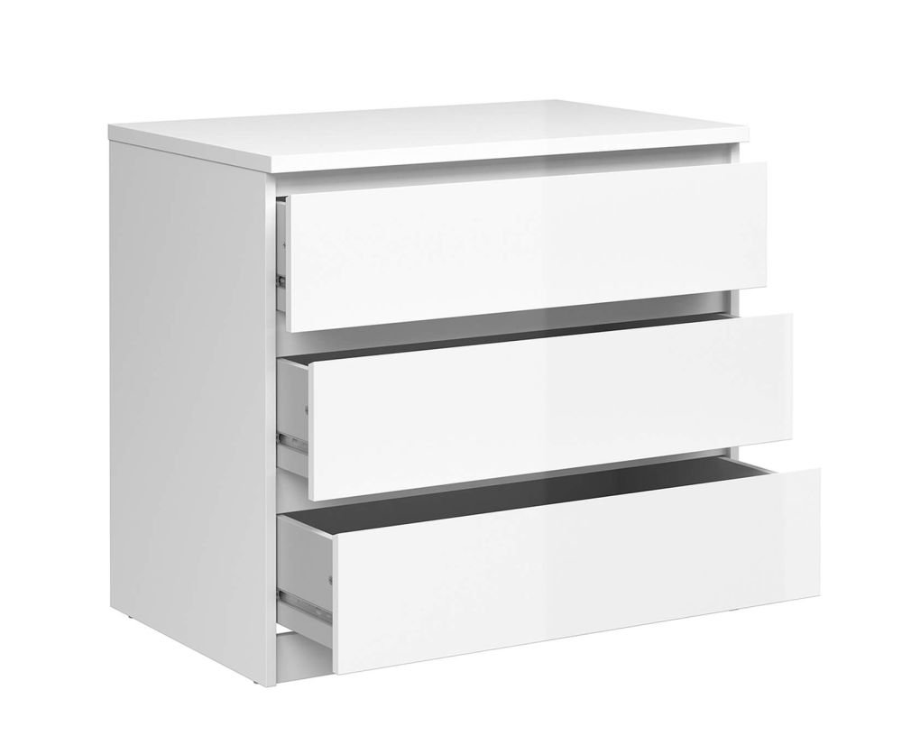 FTG Naia White High Gloss 3 Drawer Chest