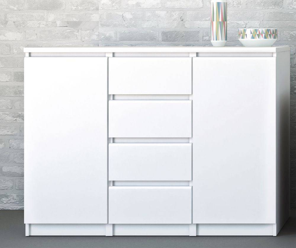 FTG Naia White High Gloss 4 Drawer 2 Door Sideboard