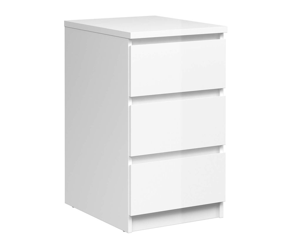 FTG Naia White High Gloss 3 Drawer Bedside Cabinet