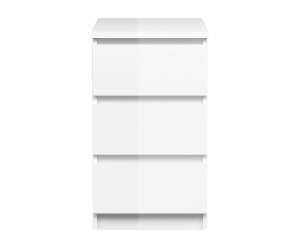 FTG Naia White High Gloss 3 Drawer Bedside Cabinet