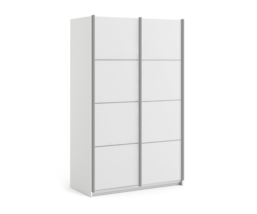FTG Verona White 120cm Sliding Wardrobe with 2 Shelves