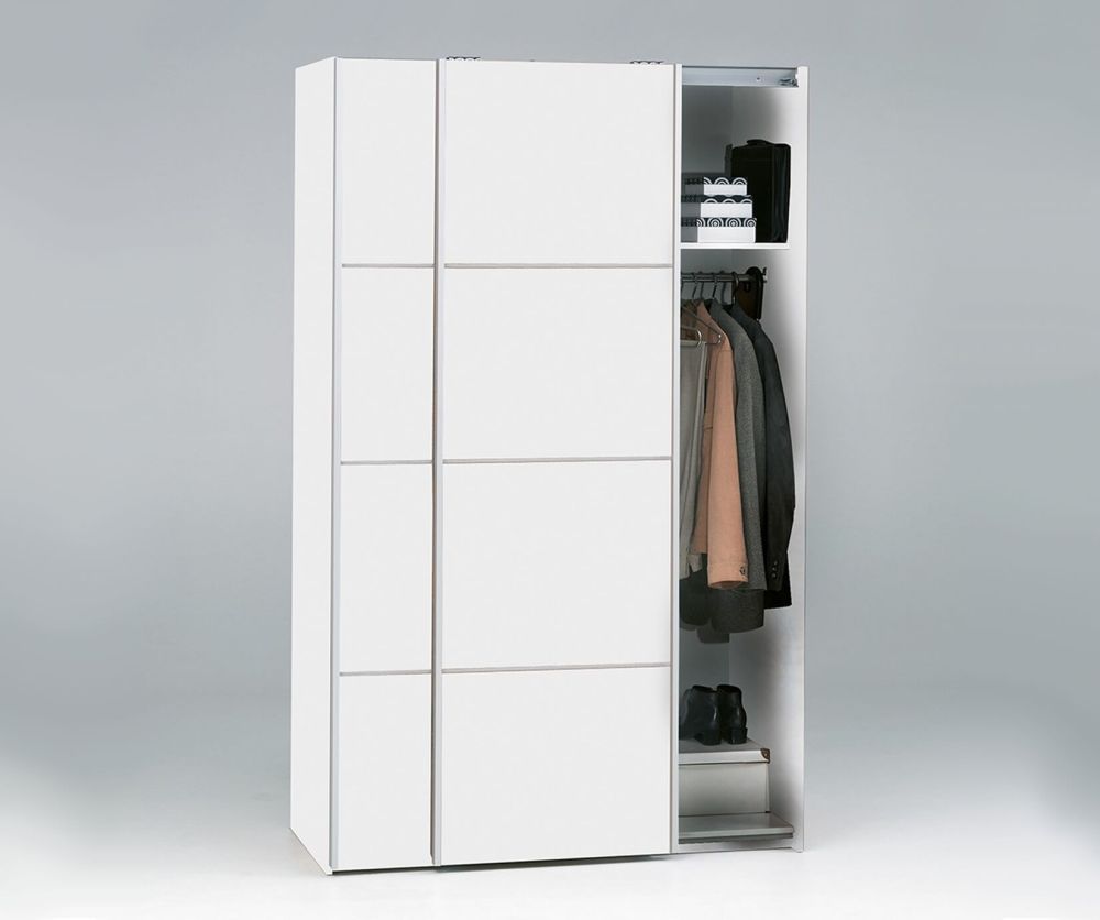 FTG Verona White 120cm Sliding Wardrobe with 2 Shelves