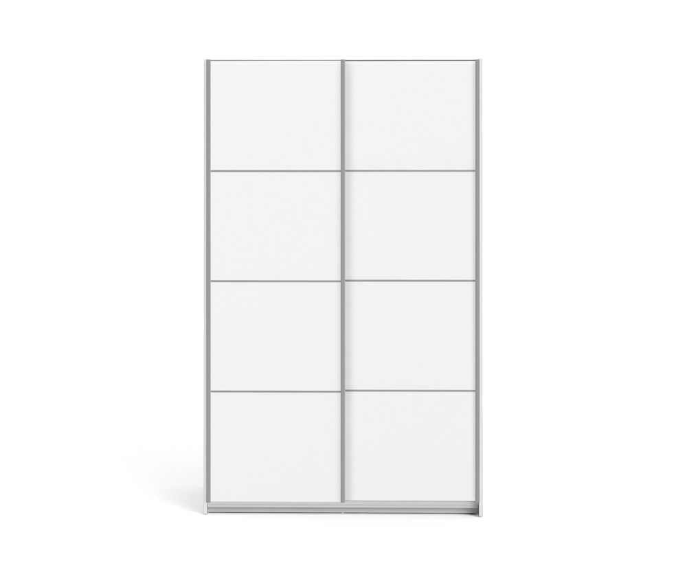 FTG Verona White 120cm Sliding Wardrobe with 2 Shelves