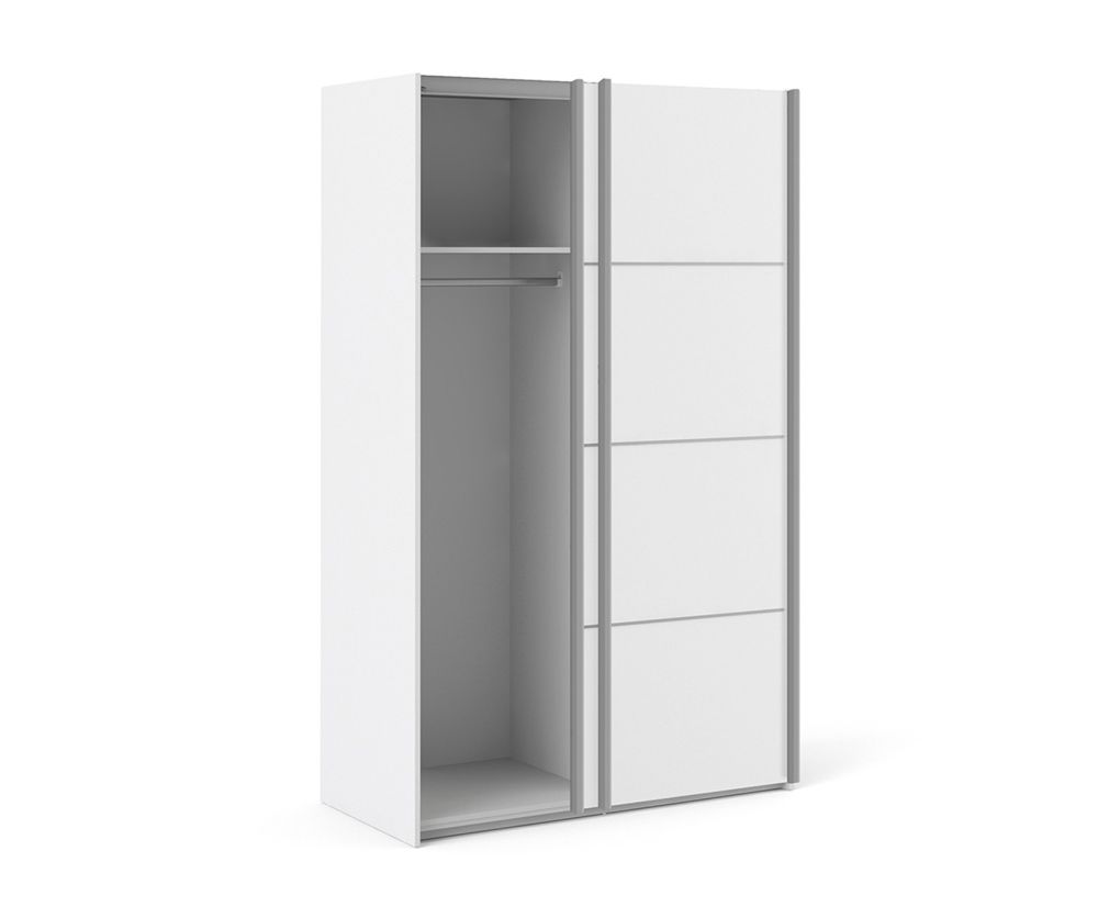 FTG Verona White 120cm Sliding Wardrobe with 2 Shelves
