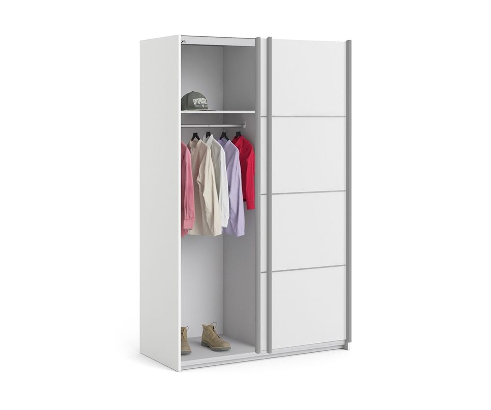 FTG Verona White 120cm Sliding Wardrobe with 2 Shelves
