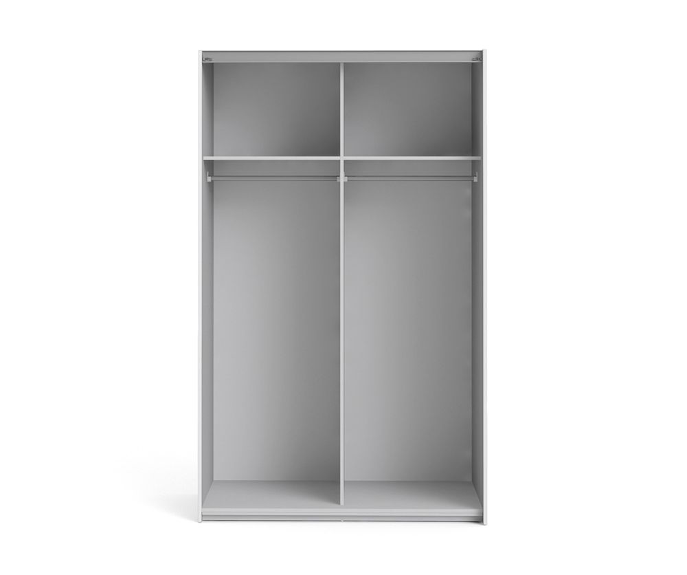 FTG Verona White 120cm Sliding Wardrobe with 2 Shelves