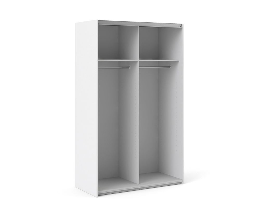 FTG Verona White 120cm Sliding Wardrobe with 2 Shelves