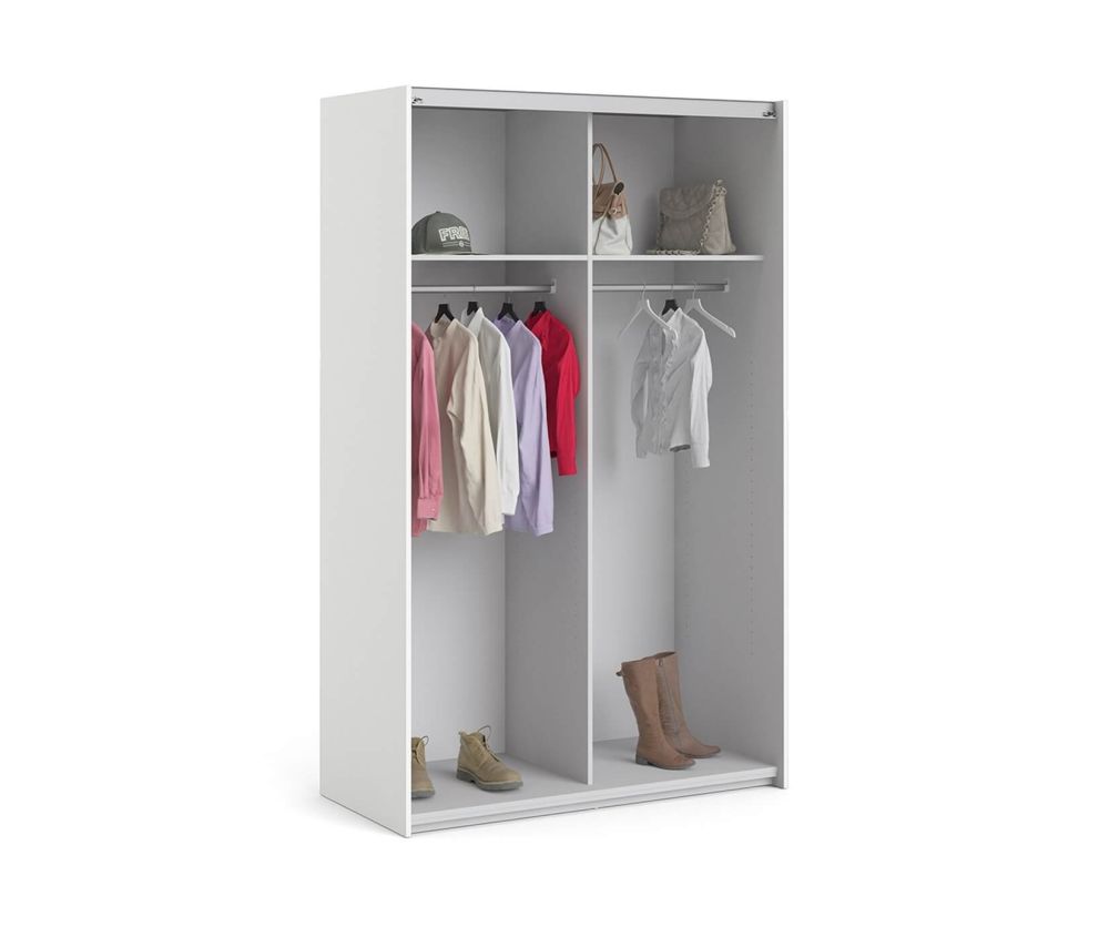 FTG Verona White 120cm Sliding Wardrobe with 2 Shelves