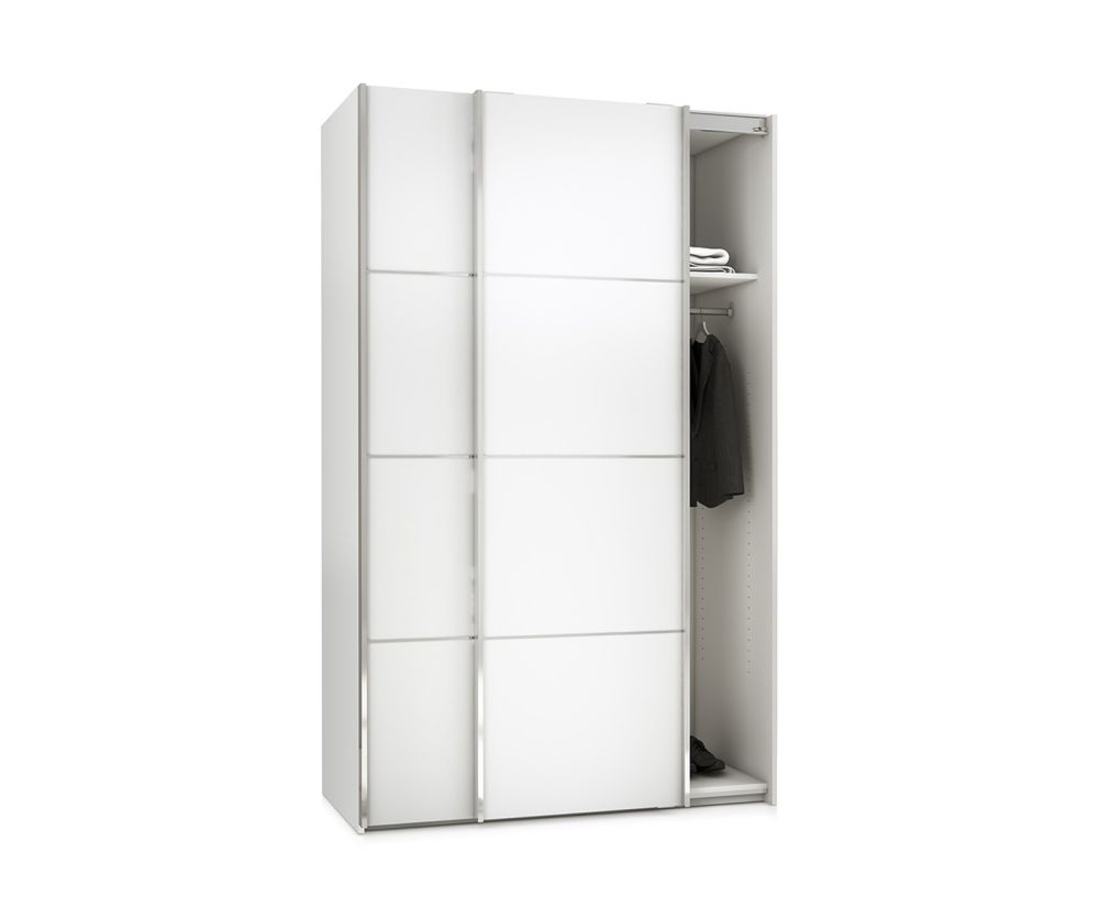 FTG Verona White 120cm Sliding Wardrobe with 2 Shelves