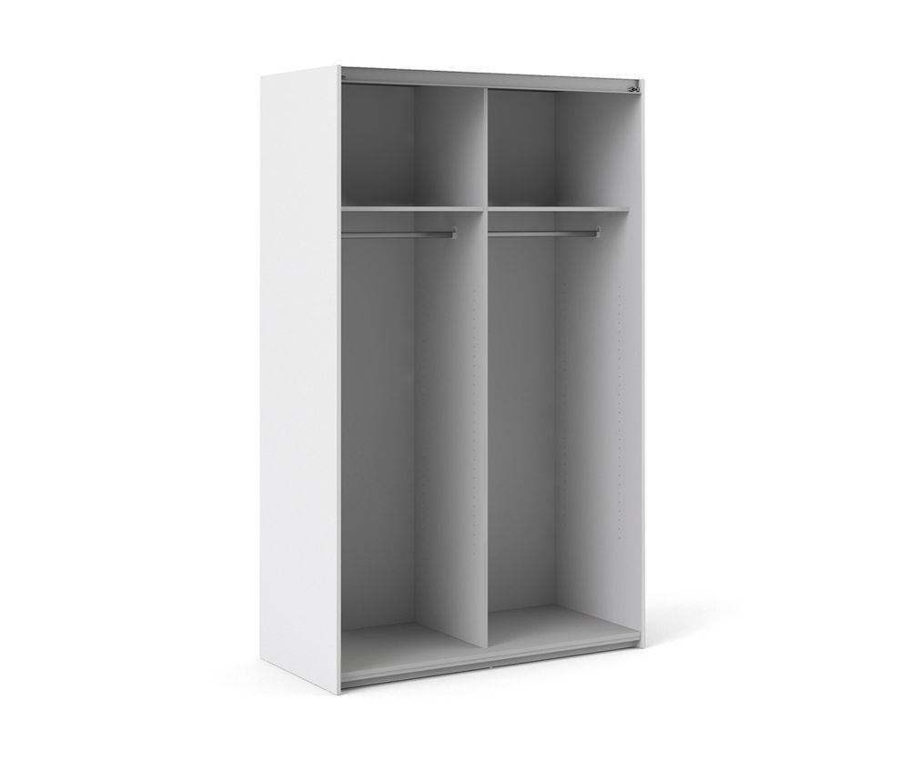 FTG Verona White with Oak Door 120cm Sliding Wardrobe with 2 Shelves