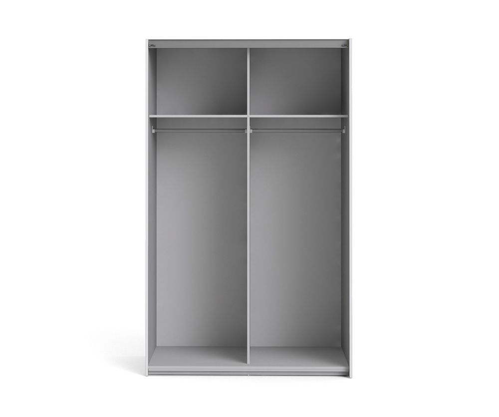FTG Verona White with Oak Door 120cm Sliding Wardrobe with 2 Shelves