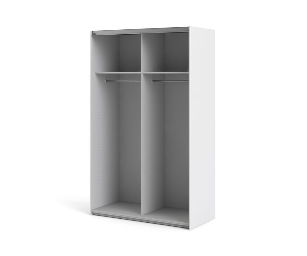FTG Verona White with Oak Door 120cm Sliding Wardrobe with 2 Shelves