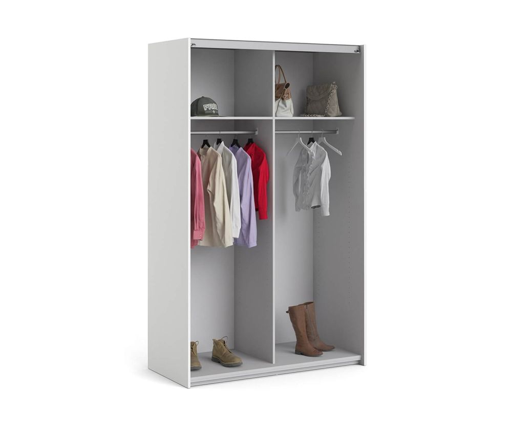 FTG Verona White with Oak Door 120cm Sliding Wardrobe with 2 Shelves