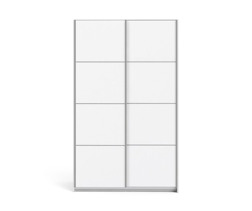 FTG Verona White 120cm Sliding Wardrobe with 3 Shelves
