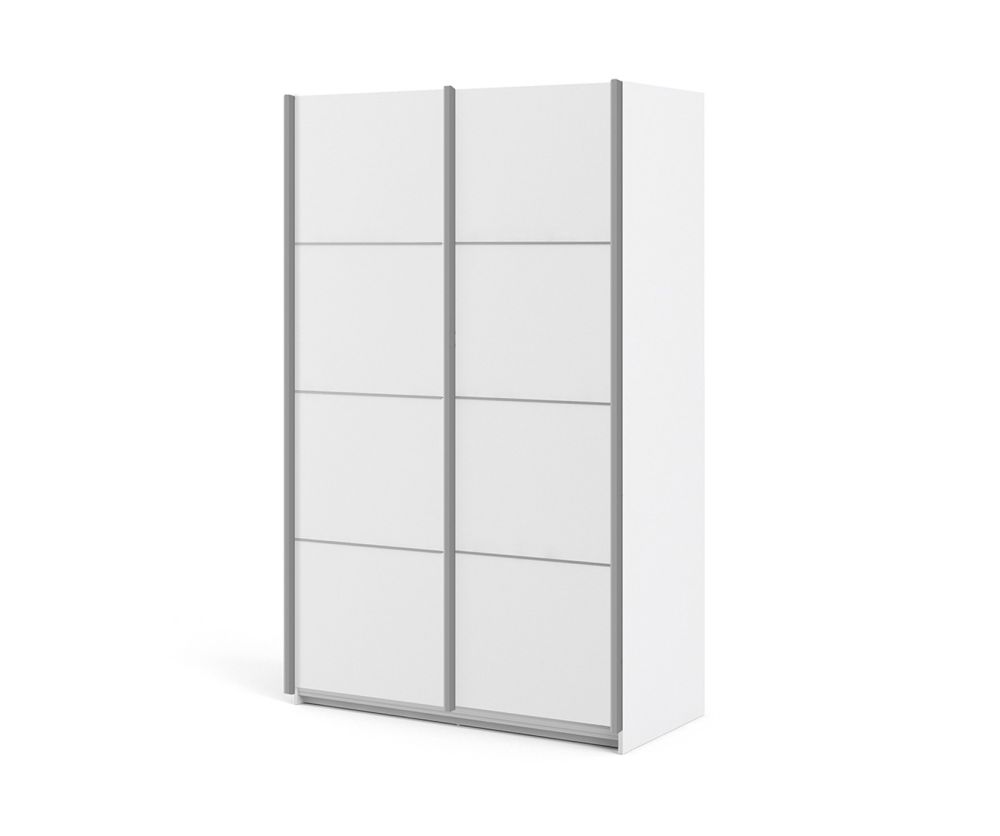 FTG Verona White 120cm Sliding Wardrobe with 3 Shelves