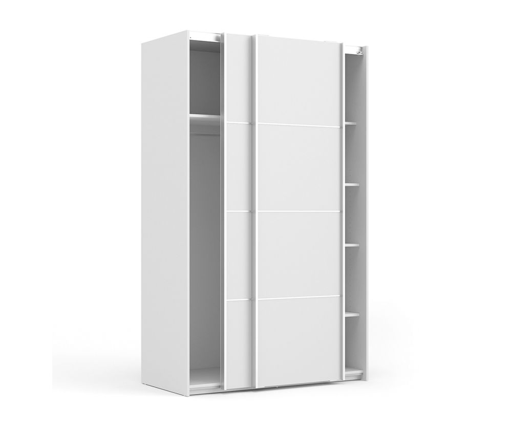FTG Verona White 120cm Sliding Wardrobe with 3 Shelves