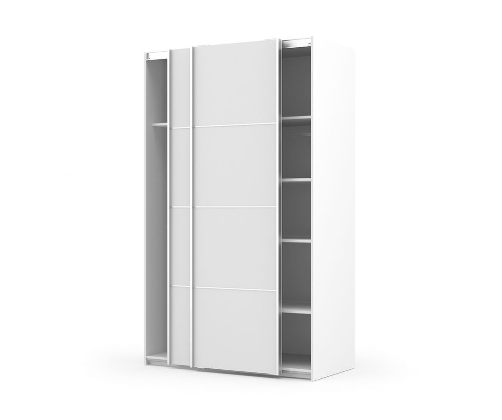 FTG Verona White 120cm Sliding Wardrobe with 3 Shelves