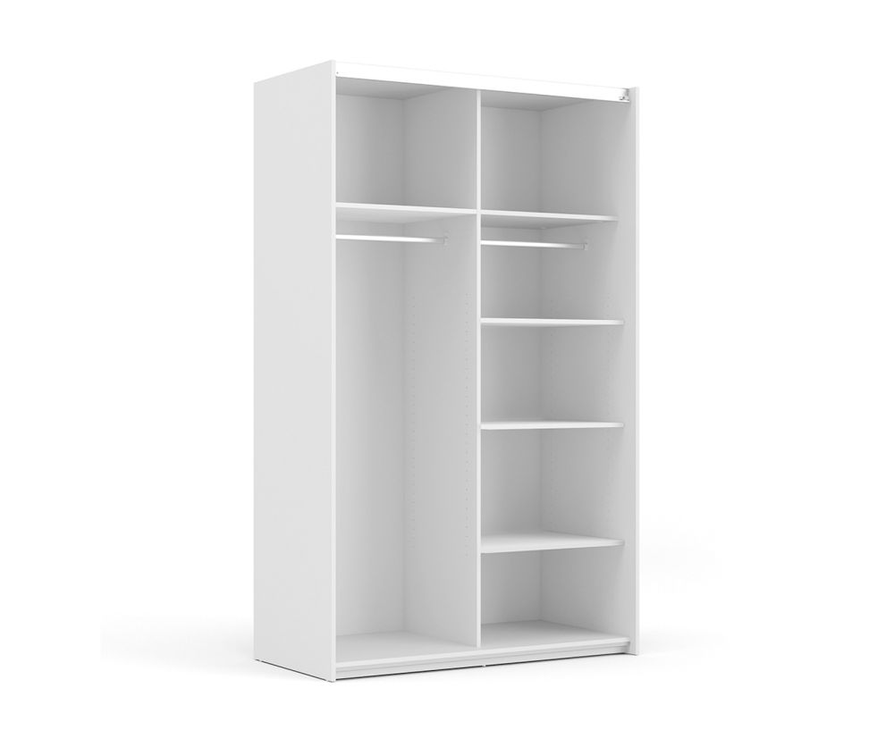 FTG Verona White with Oak Door 120cm Sliding Wardrobe with 3 Shelves