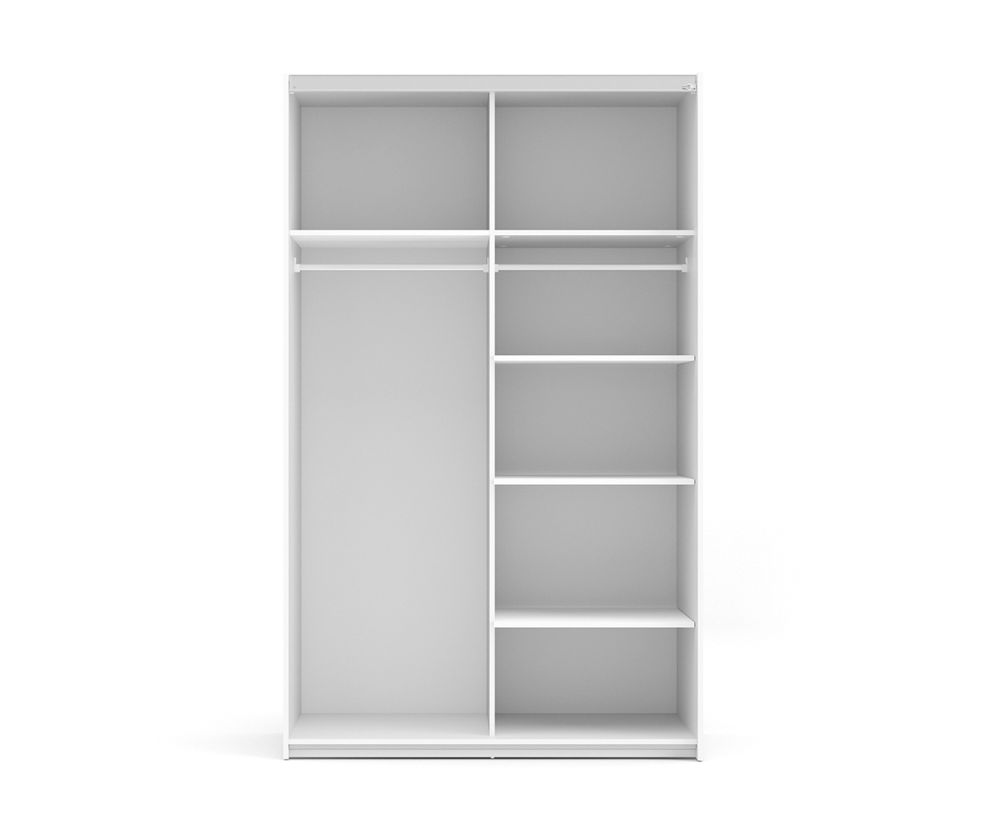 FTG Verona White with Oak Door 120cm Sliding Wardrobe with 3 Shelves