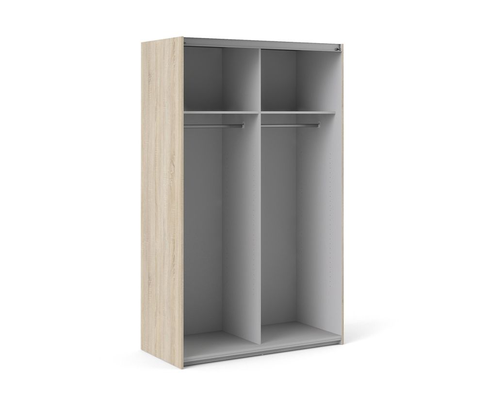 FTG Verona Oak with White Door 120cm Sliding Wardrobe with 2 Shelves