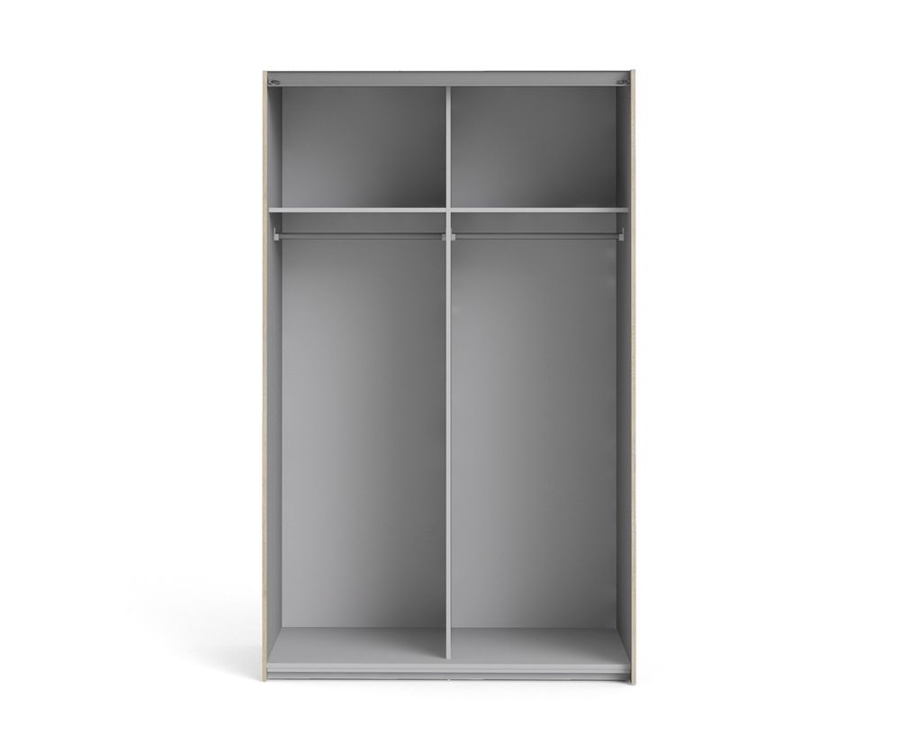 FTG Verona Oak with White Door 120cm Sliding Wardrobe with 2 Shelves