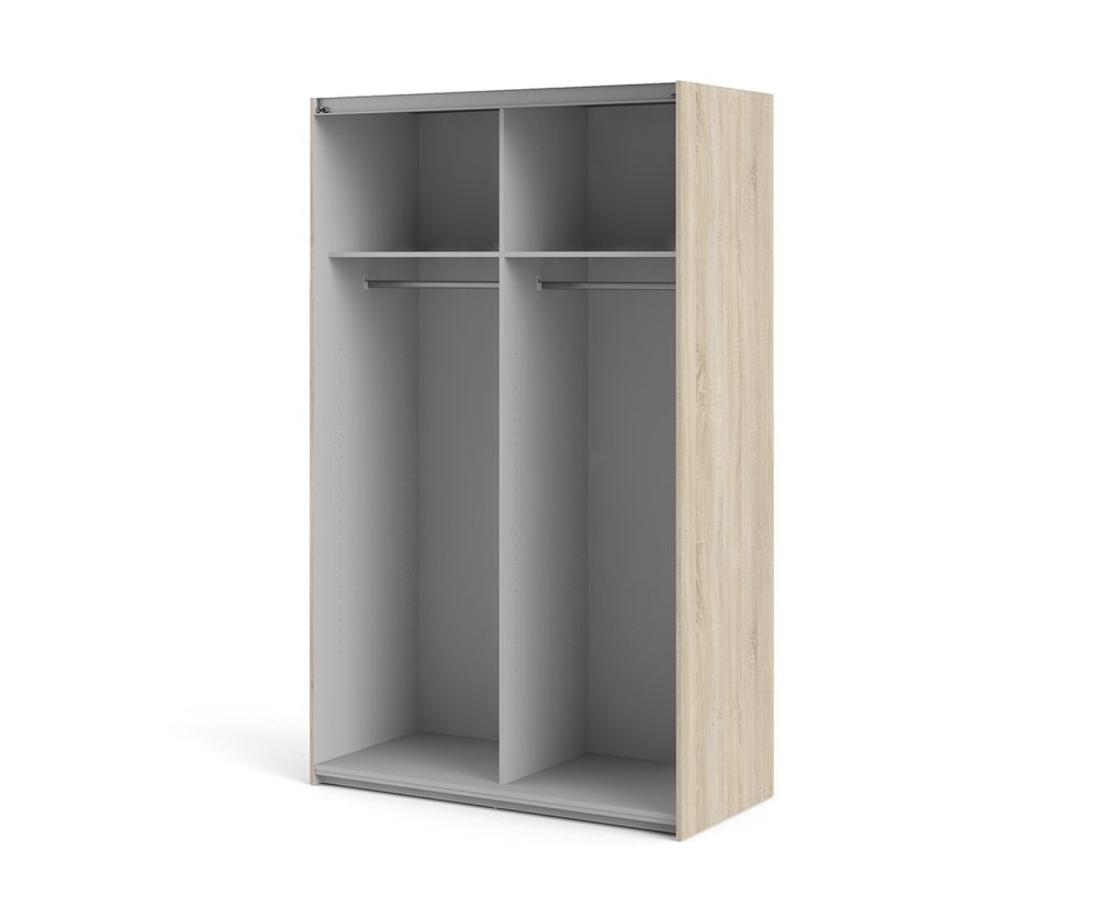 FTG Verona Oak with White Door 120cm Sliding Wardrobe with 2 Shelves