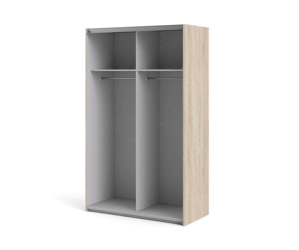 FTG Verona Oak with White Door 120cm Sliding Wardrobe with 2 Shelves