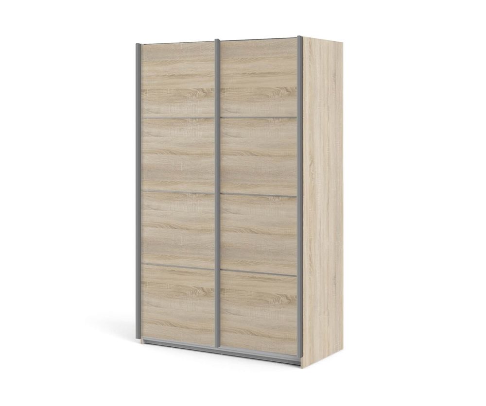 FTG Verona Oak 120cm Sliding Wardrobe with 2 Shelves