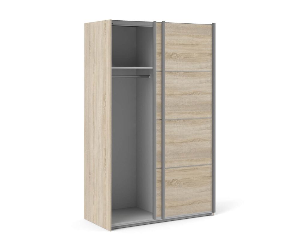 FTG Verona Oak 120cm Sliding Wardrobe with 2 Shelves