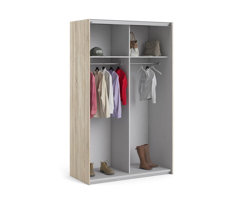 FTG Verona Oak 120cm Sliding Wardrobe with 2 Shelves
