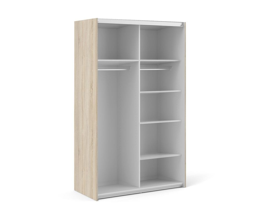 FTG Verona Oak with White Door 120cm Sliding Wardrobe with 3 Shelves