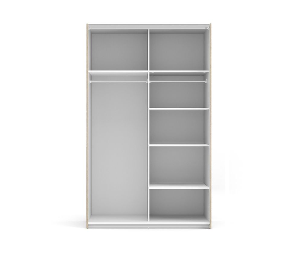 FTG Verona Oak with White Door 120cm Sliding Wardrobe with 3 Shelves