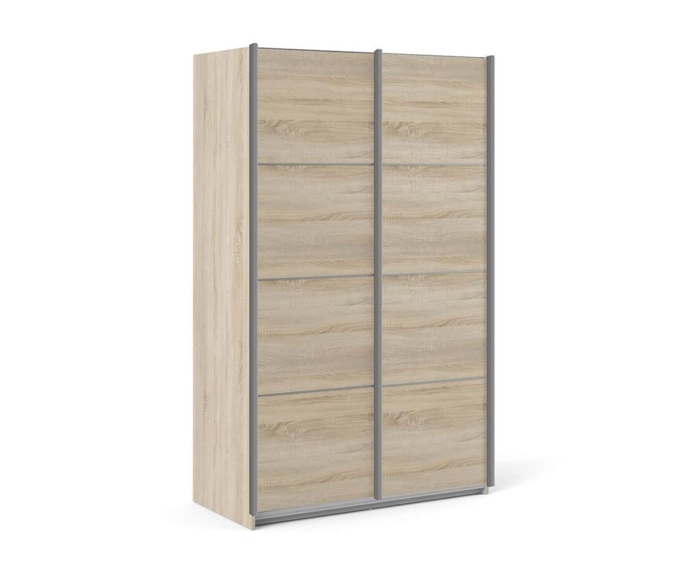 FTG Verona Oak 120cm Sliding Wardrobe with 3 Shelves