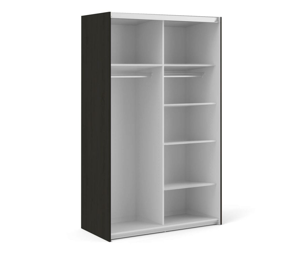 FTG Verona Black Matt with Black Matt Door 120cm Sliding Wardrobe with 5 Shelves