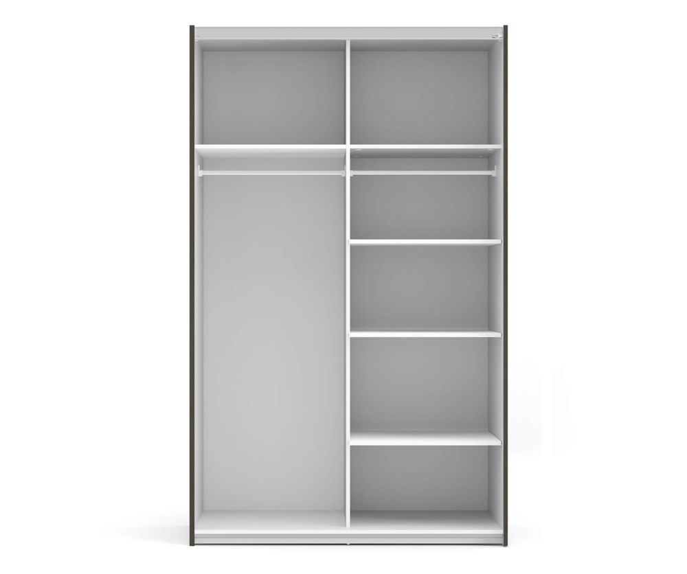 FTG Verona Black Matt with Black Matt Door 120cm Sliding Wardrobe with 5 Shelves