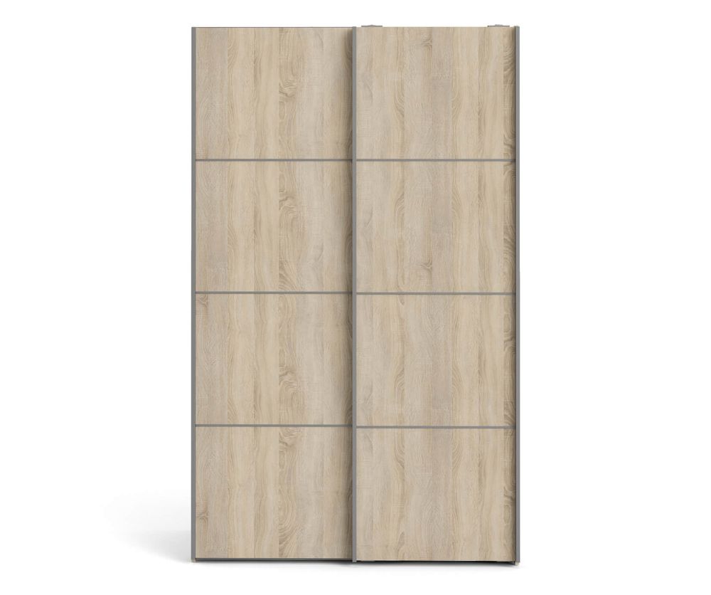 FTG Verona Black Matt with Oak Door 120cm Sliding Wardrobe with 2 Shelves