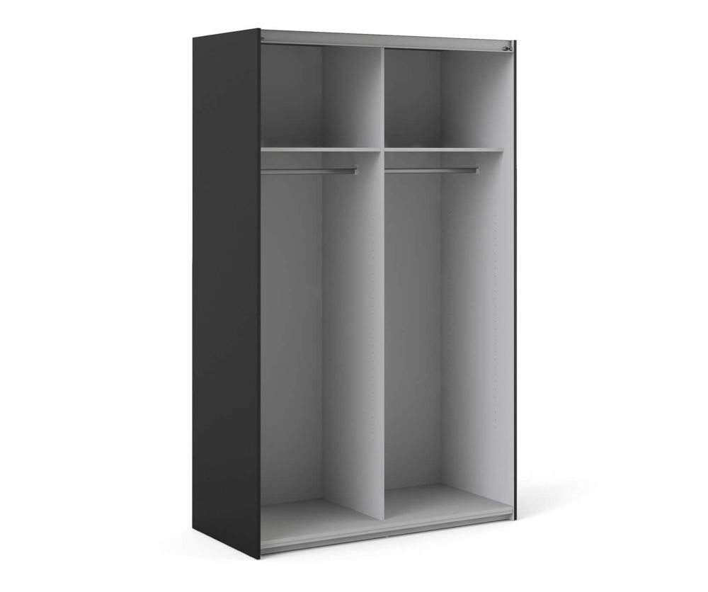 FTG Verona Black Matt with Oak Door 120cm Sliding Wardrobe with 2 Shelves