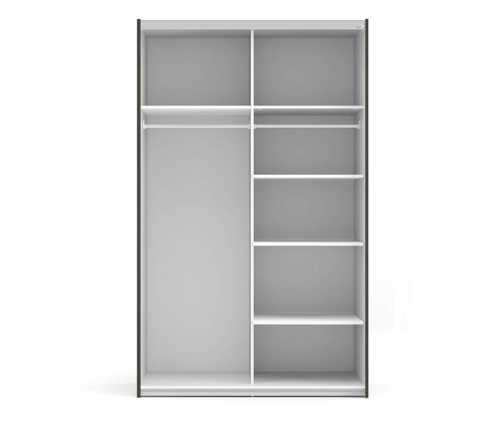 FTG Verona Black Matt with Oak Door 120cm Sliding Wardrobe with 5 Shelves
