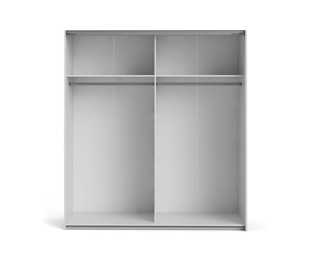 FTG Verona White with Oak Door 180cm Sliding Wardrobe with 2 Shelves