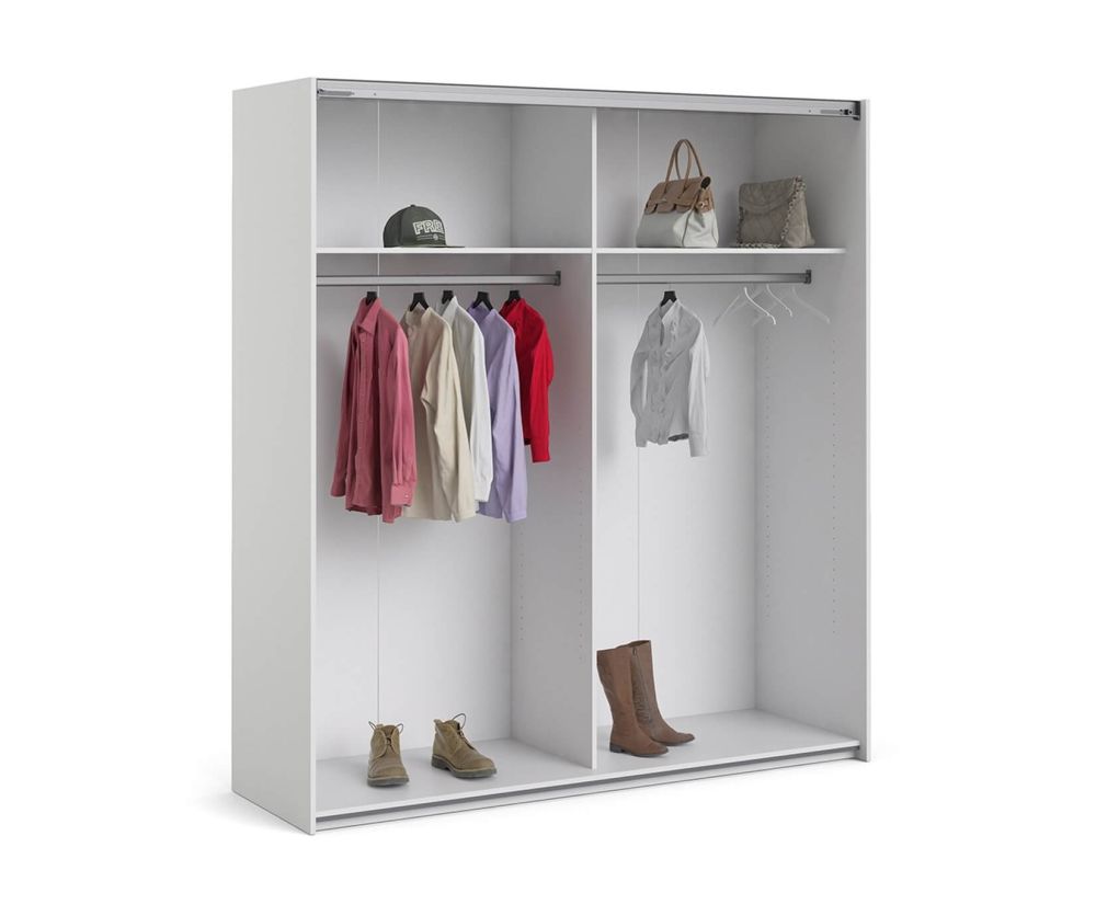 FTG Verona White with Oak Door 180cm Sliding Wardrobe with 2 Shelves