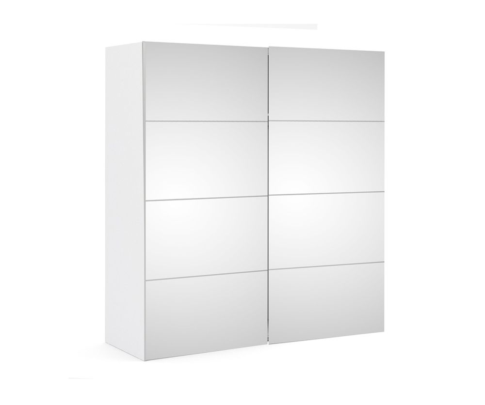 FTG Verona White with Mirror Door 180cm Sliding Wardrobe with 2 Shelves